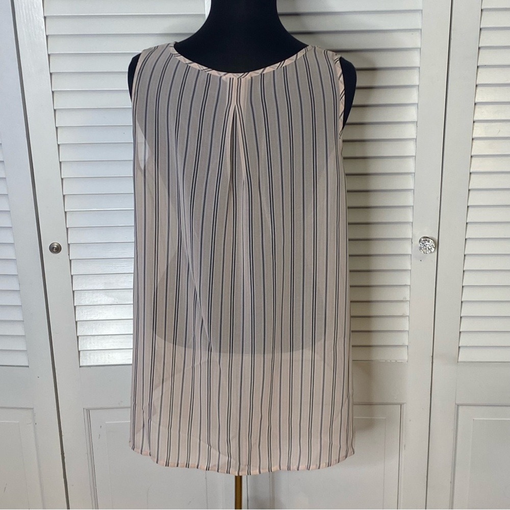 Maurices | Semi-Sheer Light Pink Striped Blouse | Size XL - Picture 3 of 4